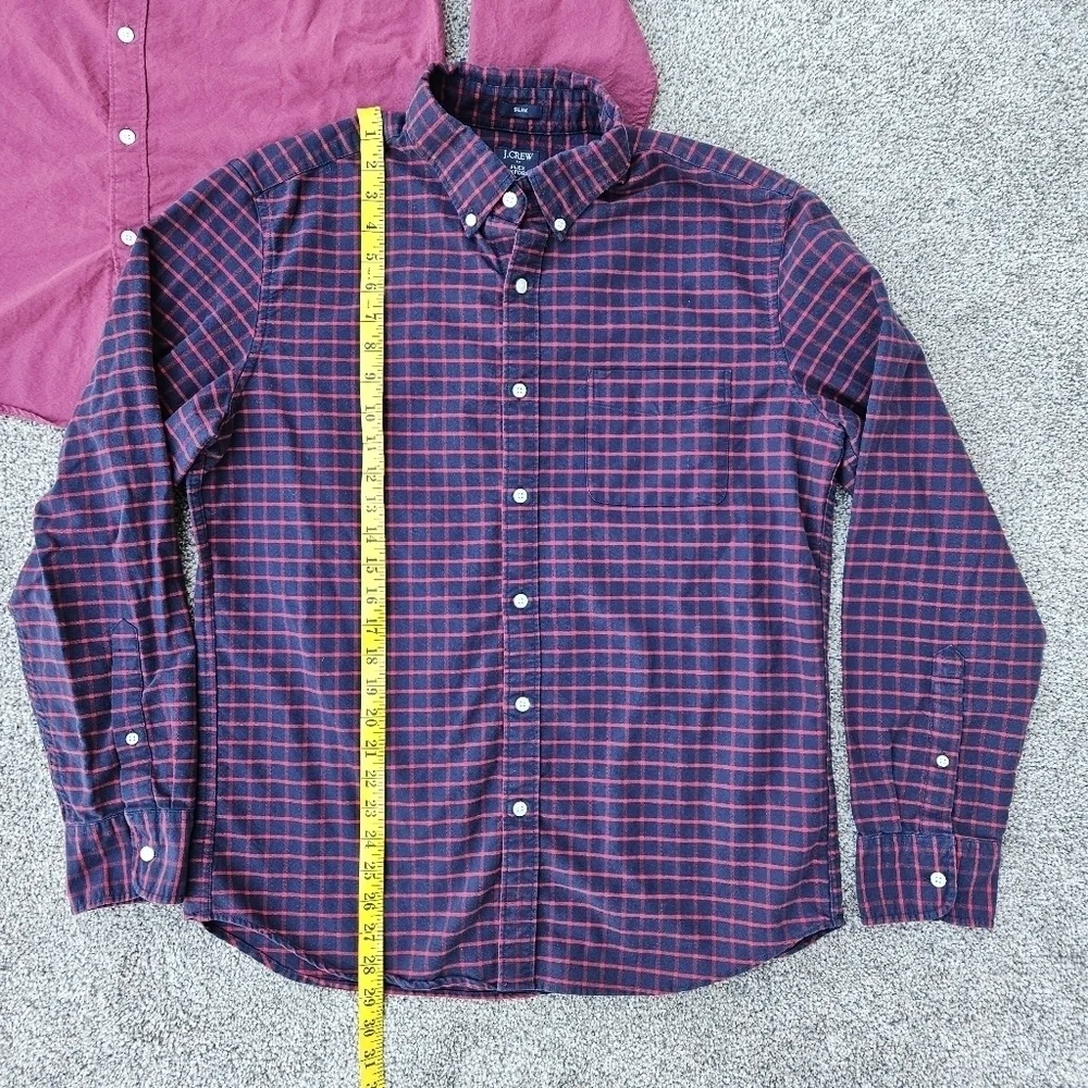 J. Crew Slim Fit Flex Oxford Long Sleeve Button Down Plaid Shirts LOT Mens Large
